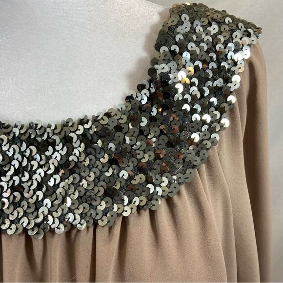 Rare Vintage Lucy Ann Beverly Hills Sequin Detail Long‎ Chiffon Gown Size Large - Picture 10 of 15